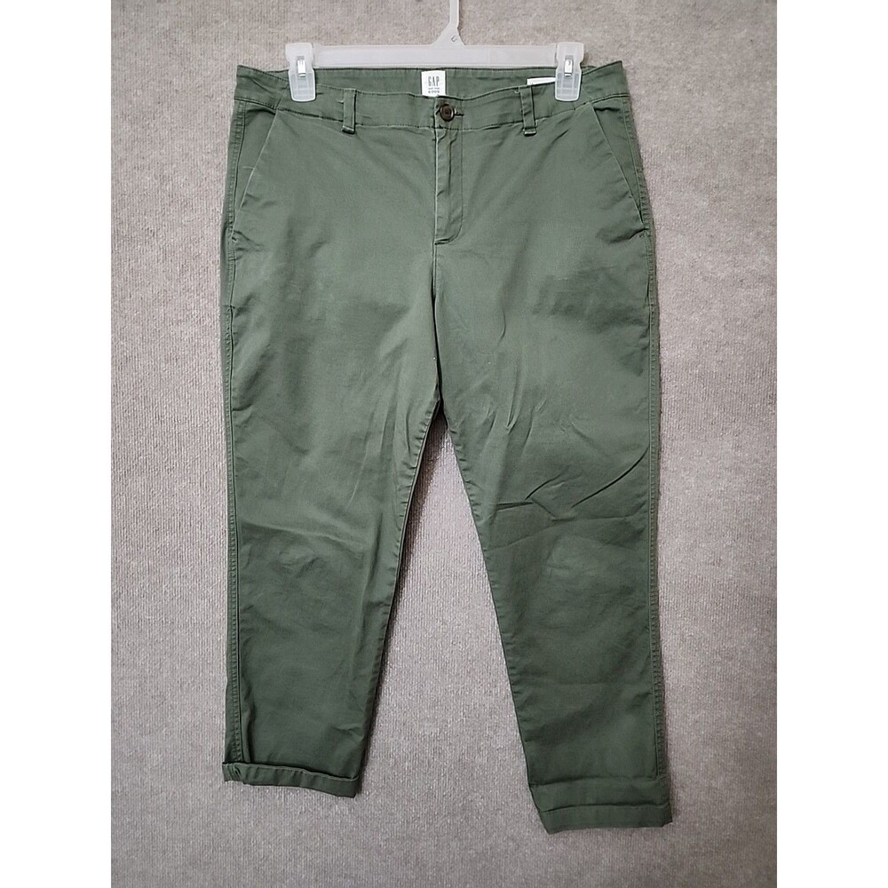 Gap Girlfriend Khaki Pants Womens 14 Green Cotton Stretch